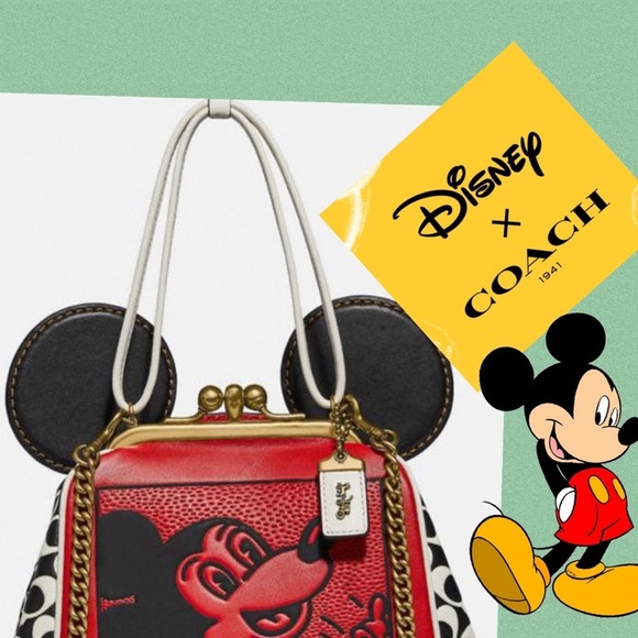 Disney X coach Mickey Mouse Ears BAG KISSLOCK limited Edition Rare Versatile - Picture 3 of 13